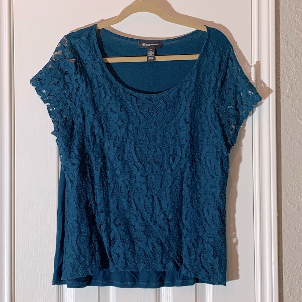 INC Teal Lace T-shirt